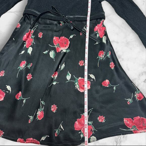 Cop Copine Paris Floral Satin Black Long Sleeve Mini Dress  size S - Picture 3 of 7